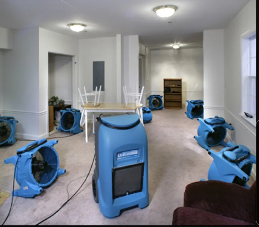 Air movers and dehumidifier setup for Water Extraction & Removal in Granite Bay